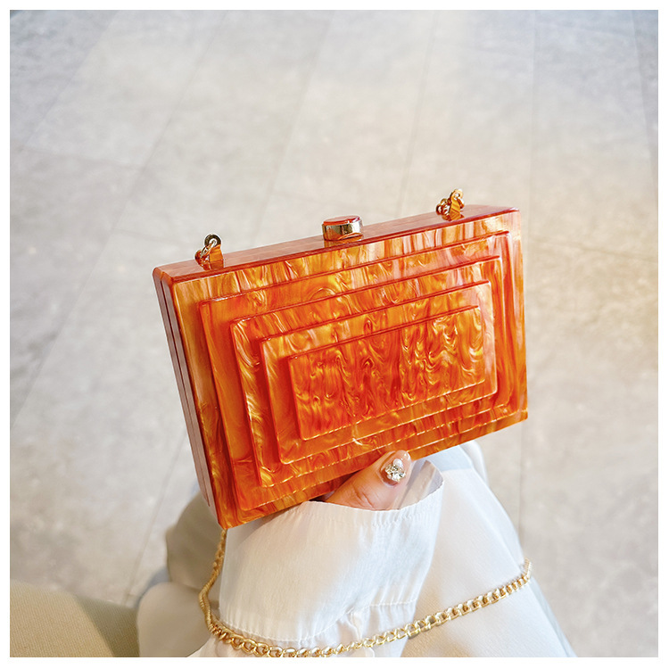 Ventas transfronterizas de moda europeas y americanas bolsas de cena acrílicas empalmadas bolsas de cena de partido bolsas de hombro pequeñas bolsas de mano