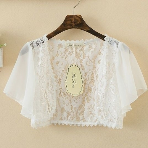 Women's Sun Protection Lace Shawl Sheer Shawl Short Sleeve Off-the-Shoulder Lace Edge Shawl Summer Thin Short Sleeve Hollowed-out Shawl