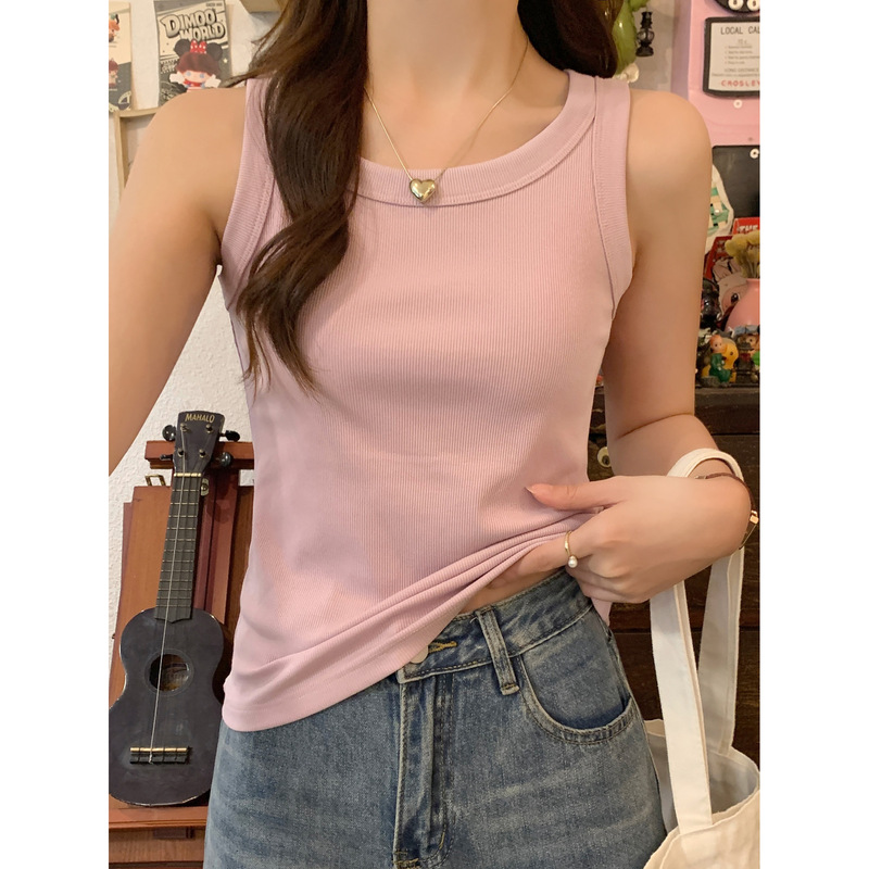 纯色基础款螺纹吊带背心女夏季修身显瘦遮副乳内搭防走光打底上衣|undefined
