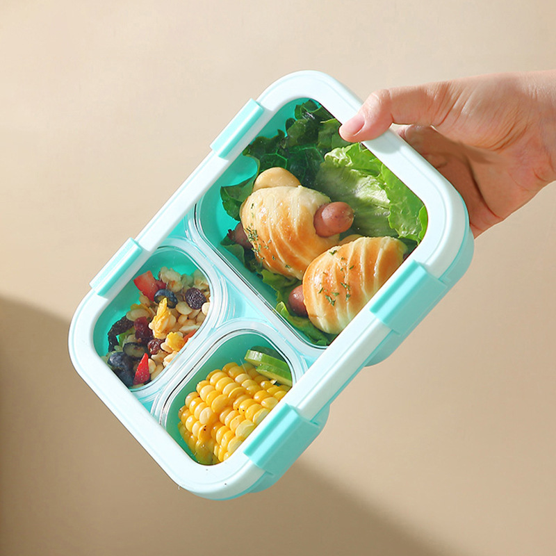 弁当箱 電子レンジ対応 分離弁当箱 学生・会社員専用弁当箱 透明 携帯用 密閉弁当箱|undefined