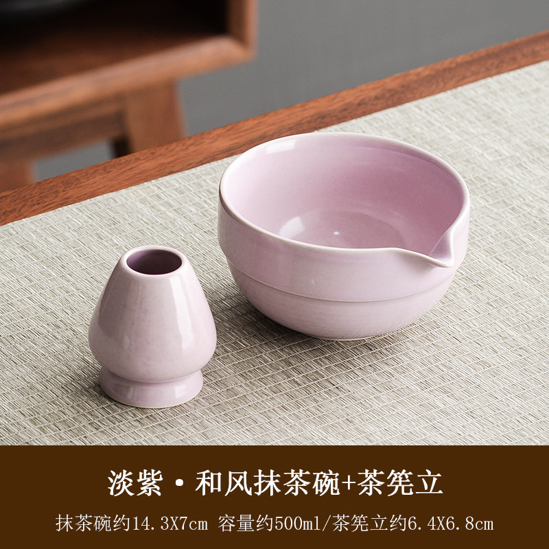 大型日本茶風抹茶ボウル、抹茶道具、抹茶ブラシ、茶碗、かわいいストライプ茶筅セット|undefined