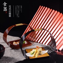 天妇罗炸物篮酥点盘子密胺餐具小吃糕点手提盛器商用提篮点心日式