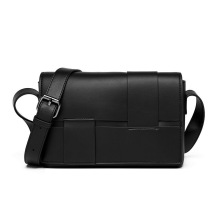 高级感男士斜挎包百搭单肩包编织小方包女小众设计感手机包男包