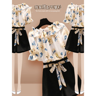 Summer Clothes Are Paired with a Set of Pear-Shaped Figures and Slightly Fat Outfits. One-Shoulder Tops for Women, Fashionable Short-Sleeved Shirts and Suits