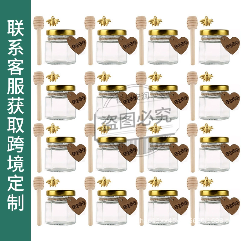 Трансграничная стеклянная бутылка ласточки бытовая термостойкая стеклянная бутылка с медом джемом герметичная и влагостойкая 45 гексагональная 25 г пустая бутылка