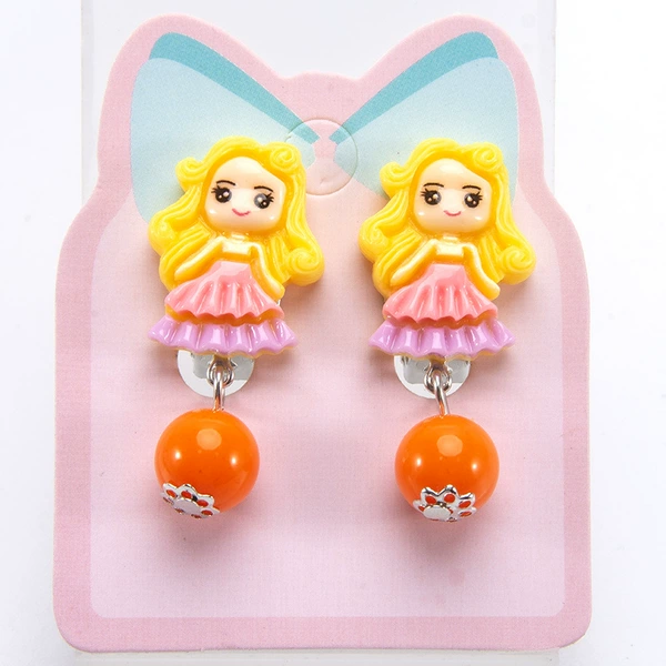 Yellow small princess costume, ear clips, 1 pair
