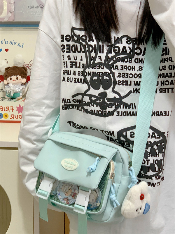 日本インズコントラストカラーかわいい小さな新鮮な痛みバッグ女子学生多用途軽量透明クロスボディバッグショルダーバッグ|undefined