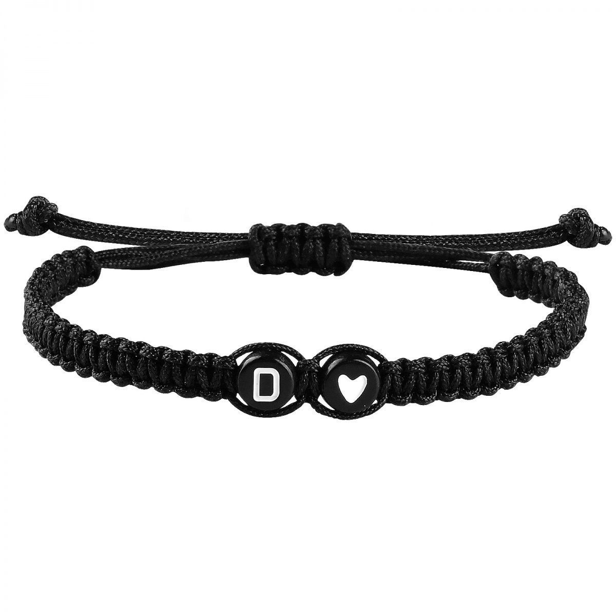 Amazon's Best Selling 26 Letters Heart Handmade Bracelets Black and White Peach Heart Letters Couple Braided Bracelets