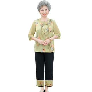 中老年人夏装女套装时尚新中式2024新品妈妈衣服老人开衫奶奶休闲