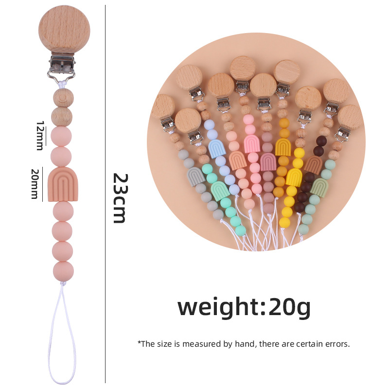 Nuevo bebé haya plana chupete clip calmante bebé dibujos animados arco iris de silicona mordedura molar chupete cadena