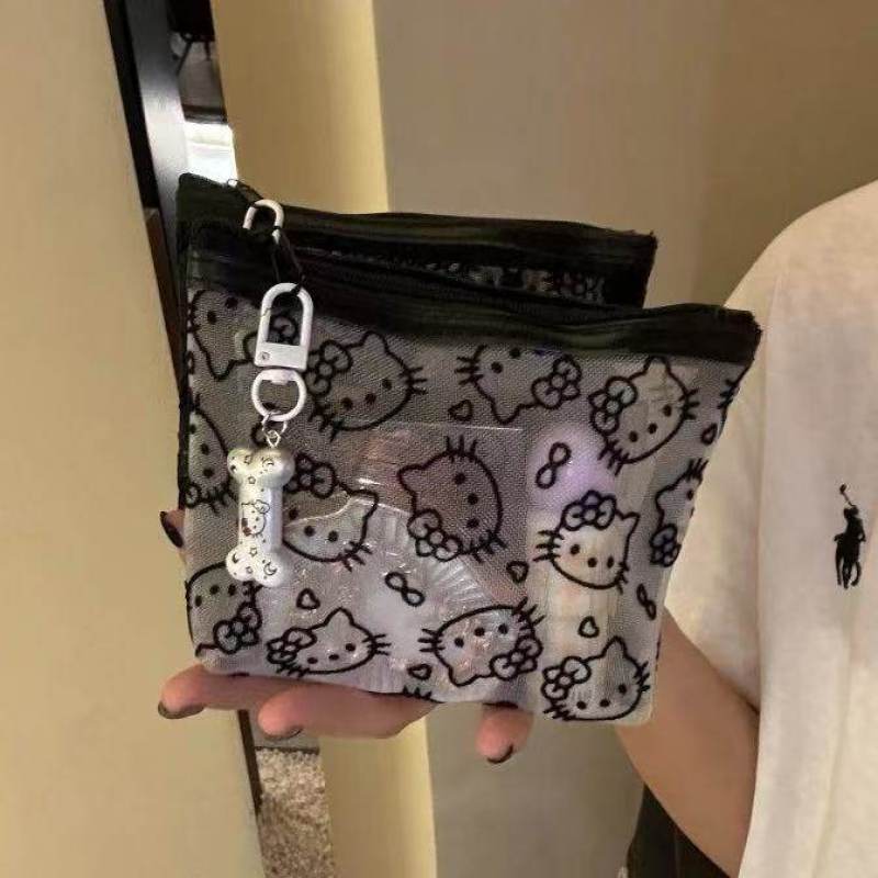 网纱kitty补妆包便携外出化妆包收纳旅行实用零钱包耳机包|undefined