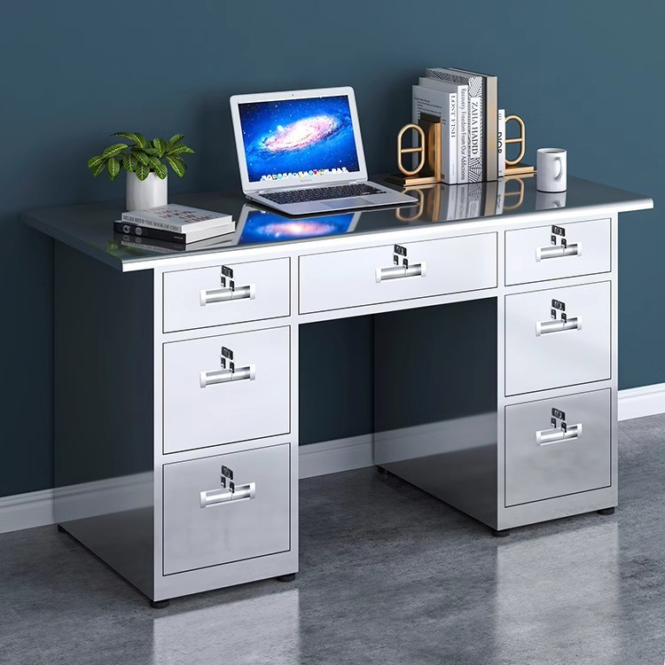 Mesa de oficina de acero inoxidable Mesa de computadora Mesa de operación médica Mesa de trabajo Mesa de taller Tesorería Mesa de computadora de oficina individual