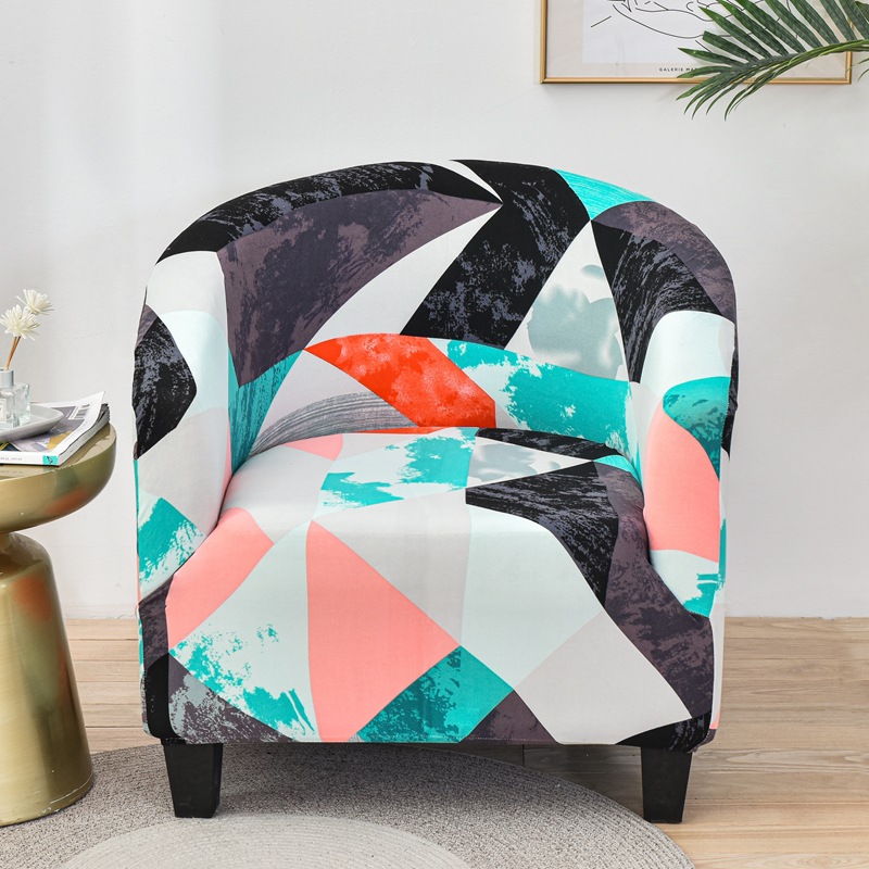 Cross-border European-style Stretch All-inclusive Semi-circular Bathtub Small Single Sofa Cover Internet Cafe Wine Guest Room Printed Cover
