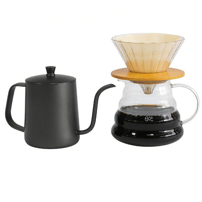 Kit de cafetera de irrigación manual de entrada doméstica portátil al aire libre filtro de café de vidrio