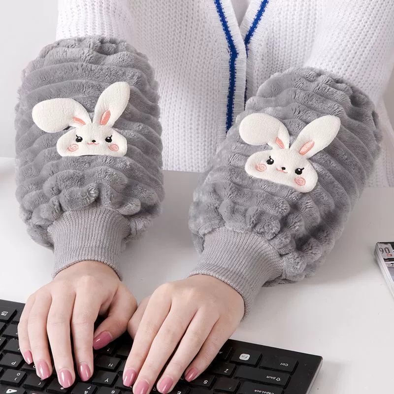Студенческие рукава для защиты рукава Наручные рукава Luo Симпатичный мультяшный кролик милый осенний зимний рукав для защиты от холода и теплый детский рукав
