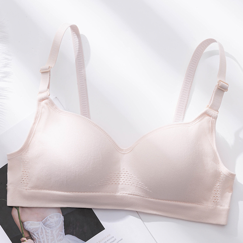 Nuevo color sólido inalámbrico estudiante sujetador fino blanco push-up transpirable cómodo sin costura de algodón taza verano entrega caliente