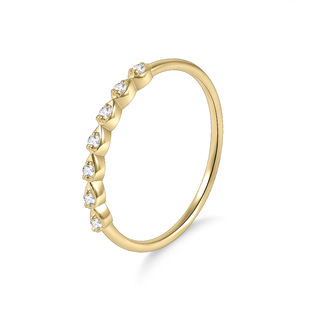 Fashionable Geometric Cultivated Diamond Small Row Ring S925 Sterling Silver Gold-Plated Real Diamond Ring for Women Accessible Luxury Versatile 9K Gold