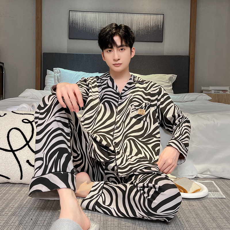 Pijamas de los hombres de algodón de manga larga de primavera y otoño de La Juventud de Algodón de los hombres Estudiante universitario suelta más el tamaño de invierno ropa de casa traje