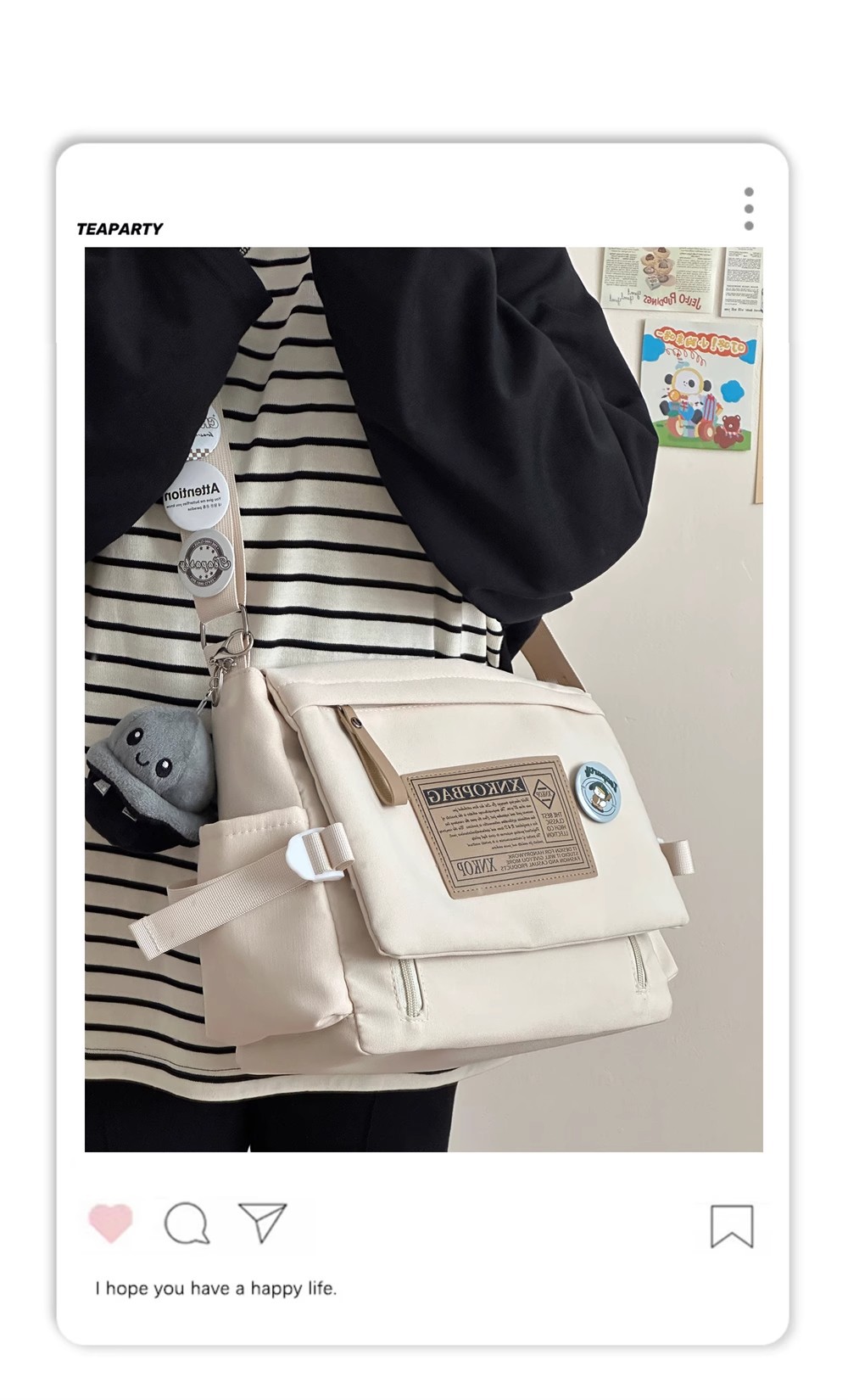 Large-capacity crossbody bag for both men and women, ins workwear, versatile single-shoulder bag, messenger bag, and small backpack for college students' classes full figure