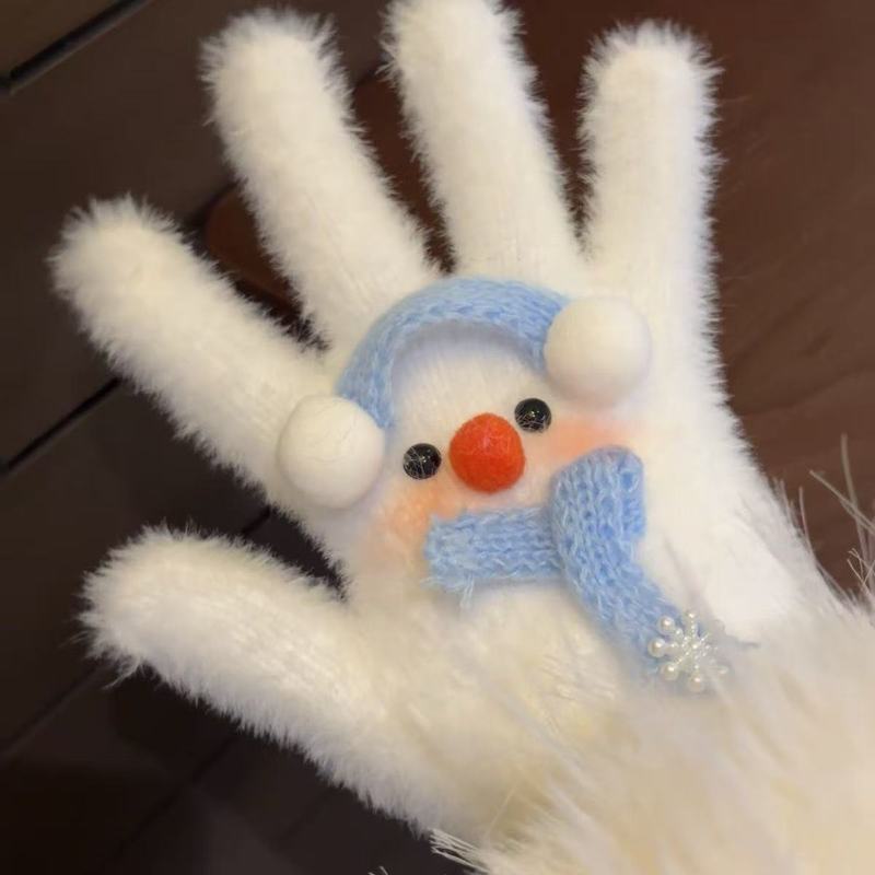 小红书同款蓝色耳罩雪人围巾手套毛绒可爱少女保暖秋冬骑行|undefined