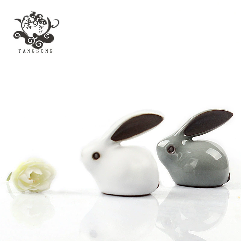 Ge Kiln Jade Rabbit Opening Tablet Tea Pet Ru Kiln Tea Cup Zodiac Ornament Creative Kung Fu Tea Set Tea Ceremony Six Gentlemen Ceramics