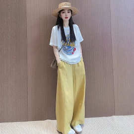 2026夏季新款气质女装套装纯色休闲裤套装两件套洋气