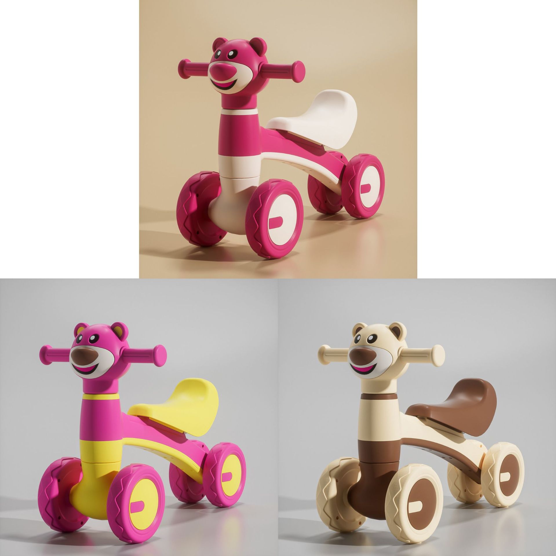 Montable de Equilibrio de 4 Ruedas para Bebé de Plástico Sin Pedales para Bebés