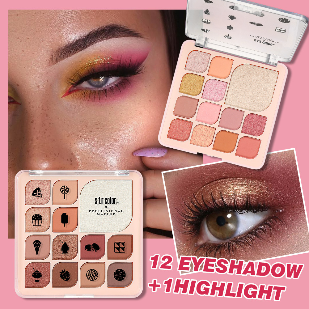 s.f.r color transfronterizo exclusivo para opaca perlada sombra de ojos + alta luz fácil de colorear rosa sombra de ojos de la niña disco completo