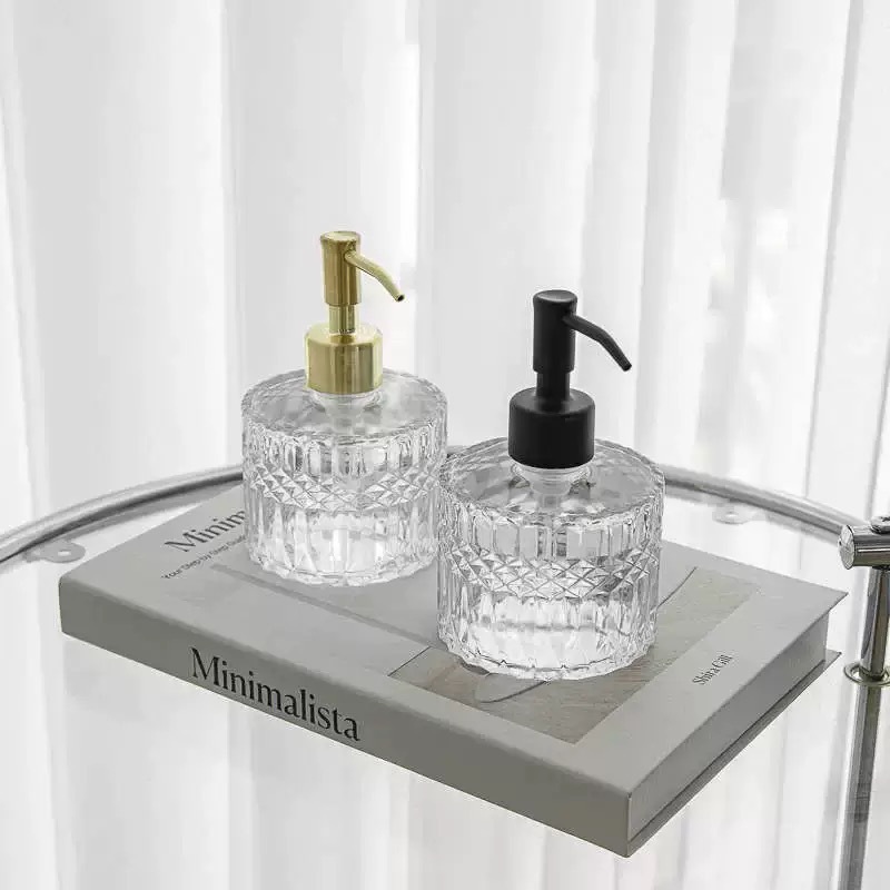 European-style glass lotion bottle, hand sanitizer bottle, press-type shampoo and shower gel dispensing bottle, glass bottle, cube bottle