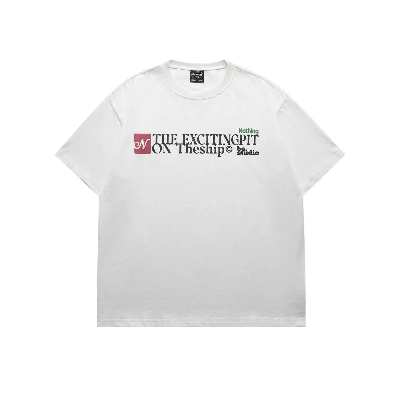 Clothing Road Vintage 2025 лето новая американская модная базовая футболка с буквенным принтом для мужчин и женщин, свободный крой, короткие рукава