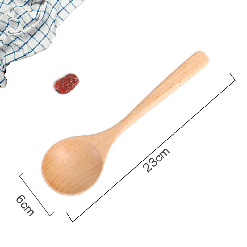 Cuchara de madera al estilo japonés Cuchara de sopa de madera de mango largo Cuchara de sopa para el hogar Ramen Cuchara de madera pequeña al por mayor de alto valor