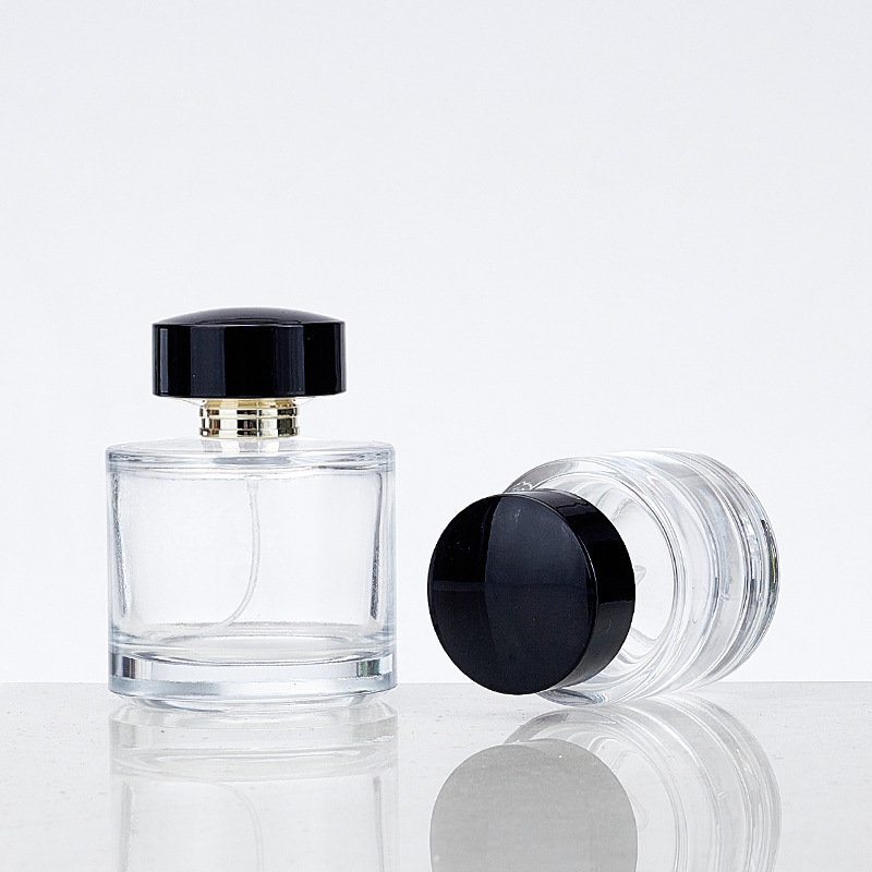 30ml50ml化粧品詰め替えボトル蓋付き円筒形香水ボトル厚みのあるガラスの高価値スプレーボトル|undefined