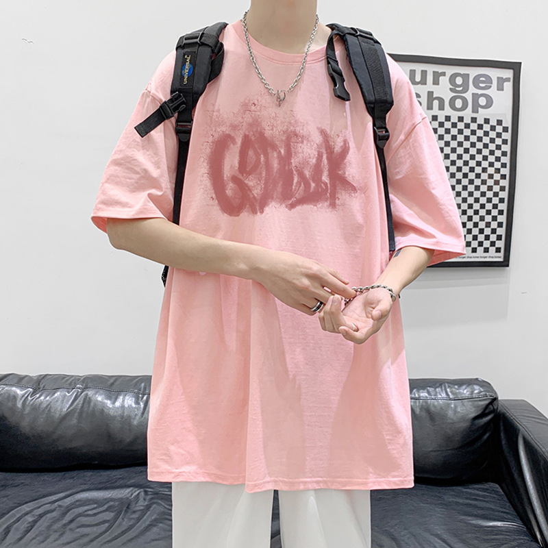 Verano 2023 Camiseta de manga corta de los hombres suelta de moda ins Hong Kong estilo todo partido camiseta superior grasa más tamaño media manga