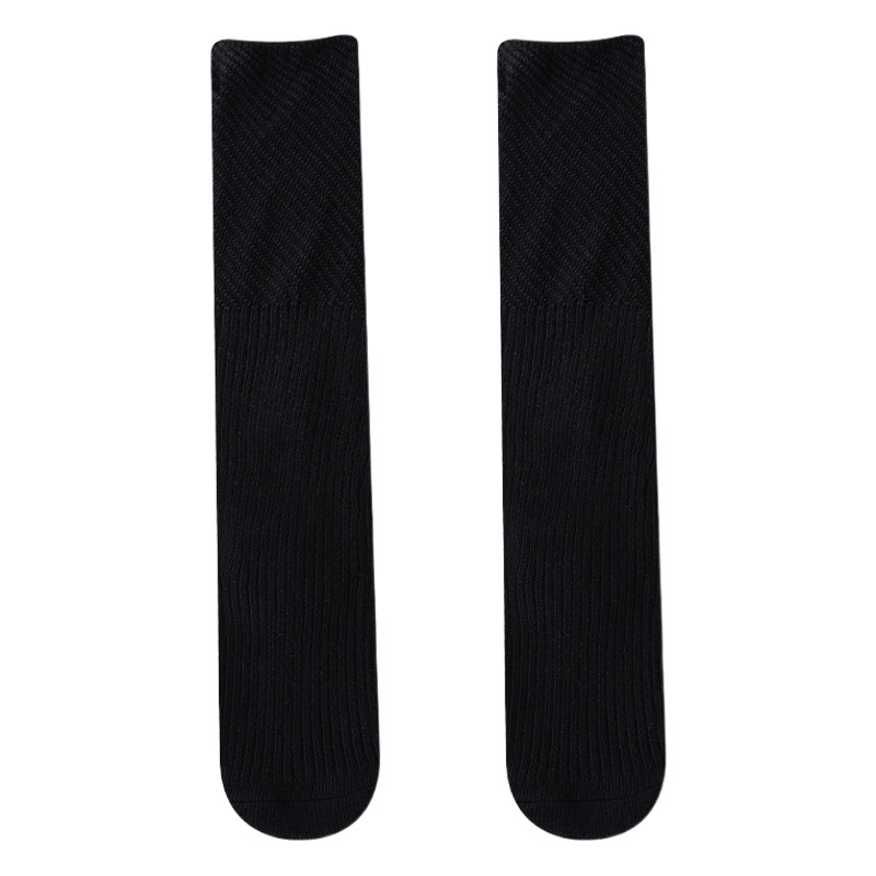 AMUSIVE Solid Color Loose Socks Mouth Japanese Style Vintage Stitching Stacked Socks Spring and Autumn College Style Slimming Long Tube Socks