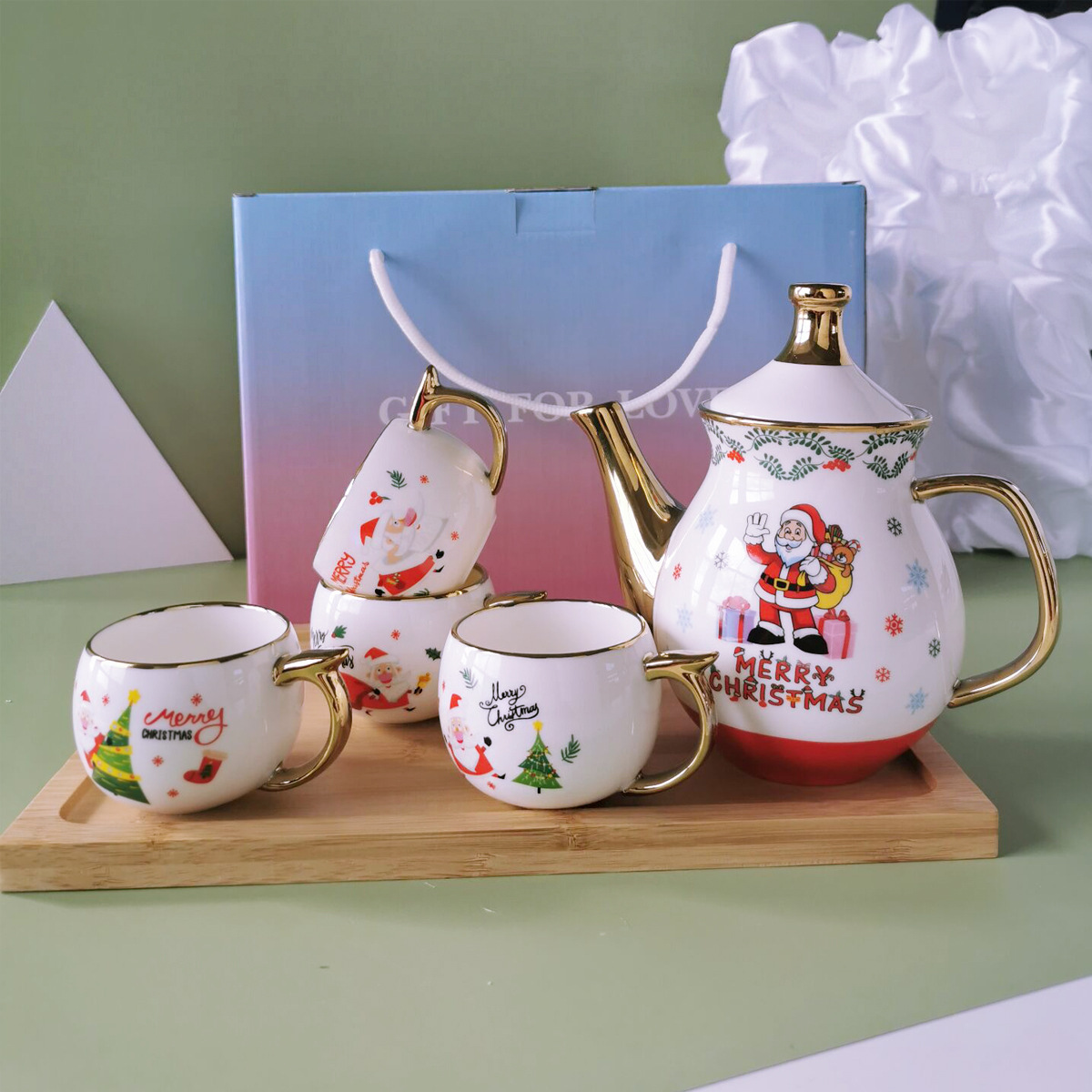 Juego de té nórdico tetera taza de agua taza conjunto taza Santa Claus juego de té taza de té traje sala de estar taza del hogar