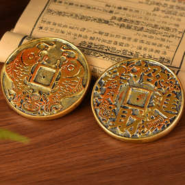 仿古工艺品加厚黄铜钱花钱直径树脂工艺品杯垫