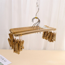 裤架4个夹子晾衣架 光滑多用裤架袜架碳化防霉十字毛竹裤夹