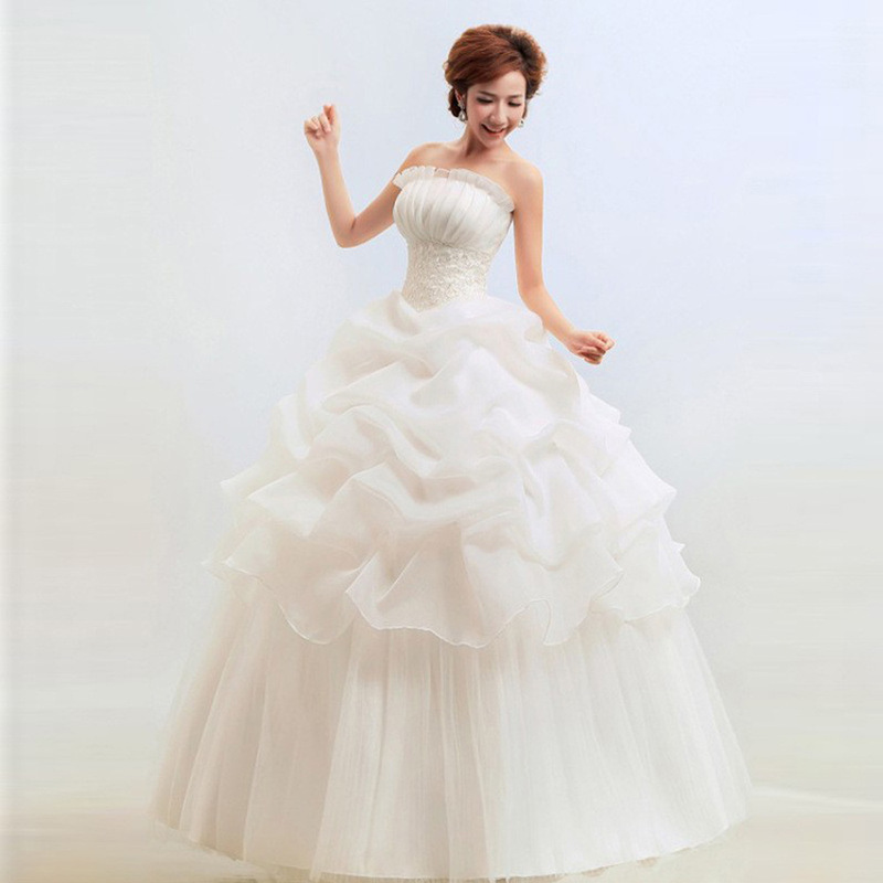 2026 cross-border exclusive new model strapless princess wedding dress, slimming floor-length puffy skirt, white bridal gown 2026 cross-border exclusive new model strapless princess wedding dress, slimming floor-length puffy skirt, white bridal gown