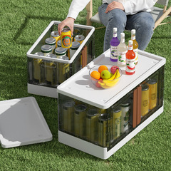 Installation-free foldable simple storage cabinet Outdoor camping car storage box Plastic transparent clothing storage box