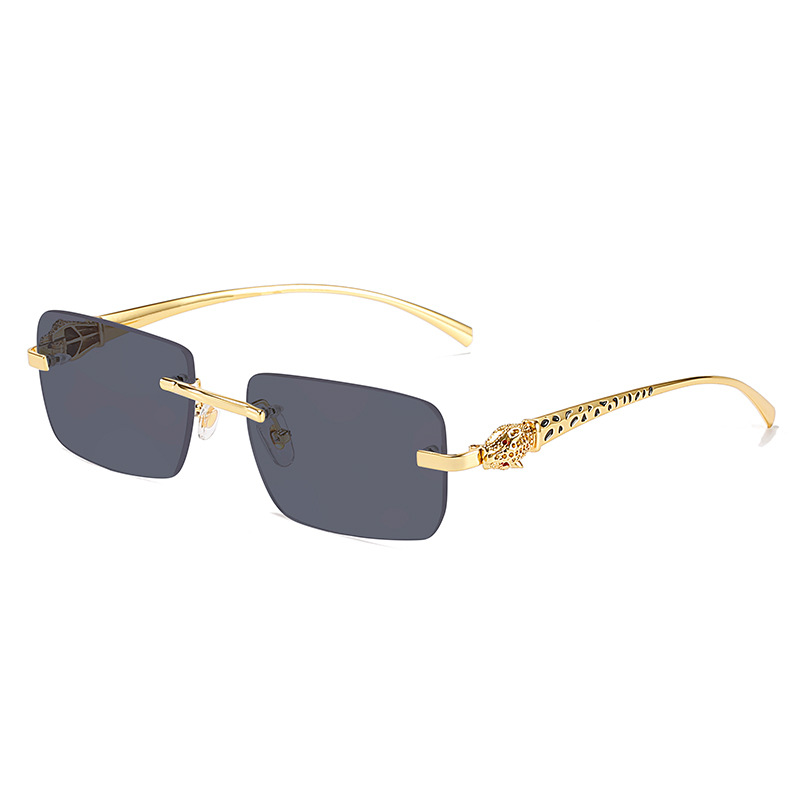 Sunglasses Leopard Head Metal Square Rimless Unisex Eyewear_voghion.com