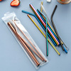 Cross -border 304 stainless steel straw -plated titanium color straw