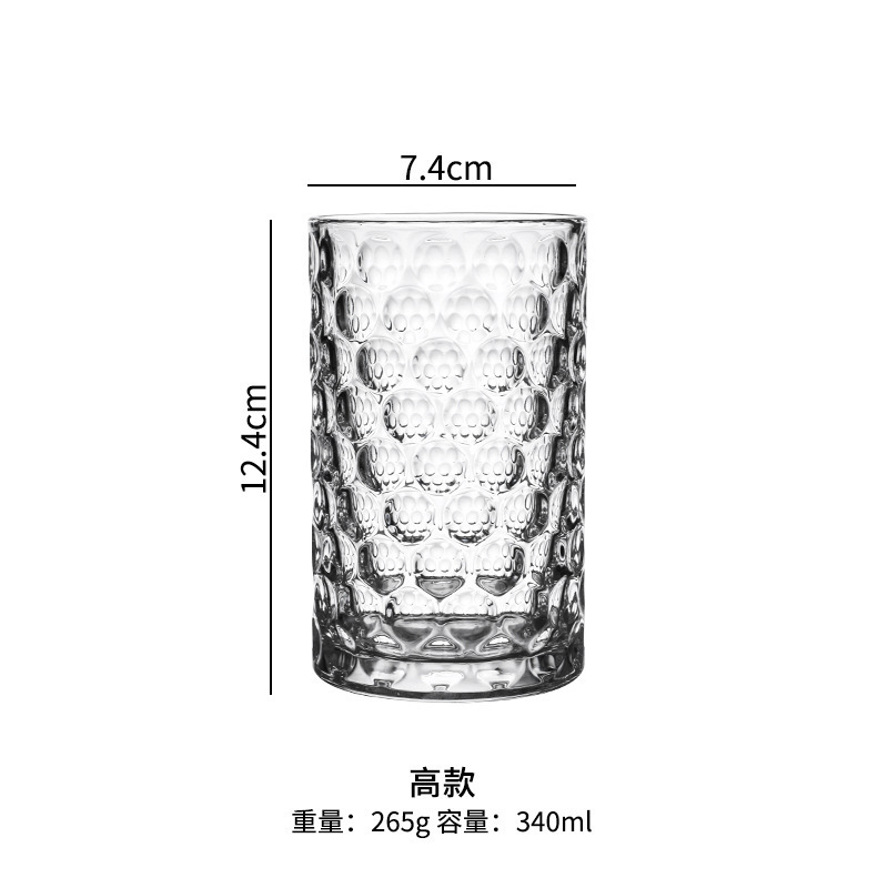 Taza de vidrio de punto simple taza de agua ins puntos de viento cepillo de maquillaje bolígrafo decoración de escritorio candelabros taza de frasa de banano