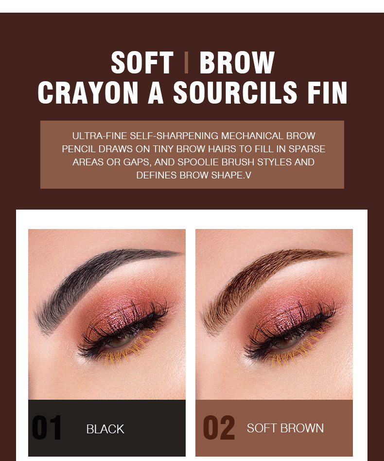 Langmanni dual-head rotatable eyebrow pencil, 1.5mm fine wild eyebrow pencil with eyebrow brush for easy coloring undefined