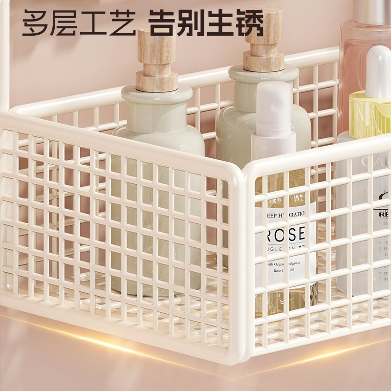 卫生间吸盘置物架免打孔浴室洗手洗漱台厕所高级感挂墙上收纳架子|undefined