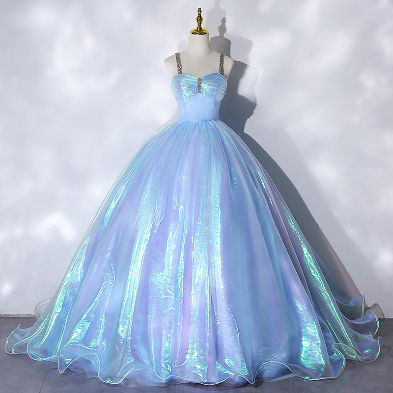 Fairy Style Evening Dress Blue Princess on the Run Birthday Party Vocal Art Test Adult Ceremony Mermaid Pouch Dress Fairy Style Evening Dress Blue Princess on the Run Birthday Party Vocal Art Test Adult Ceremony Mermaid Pouch Dress