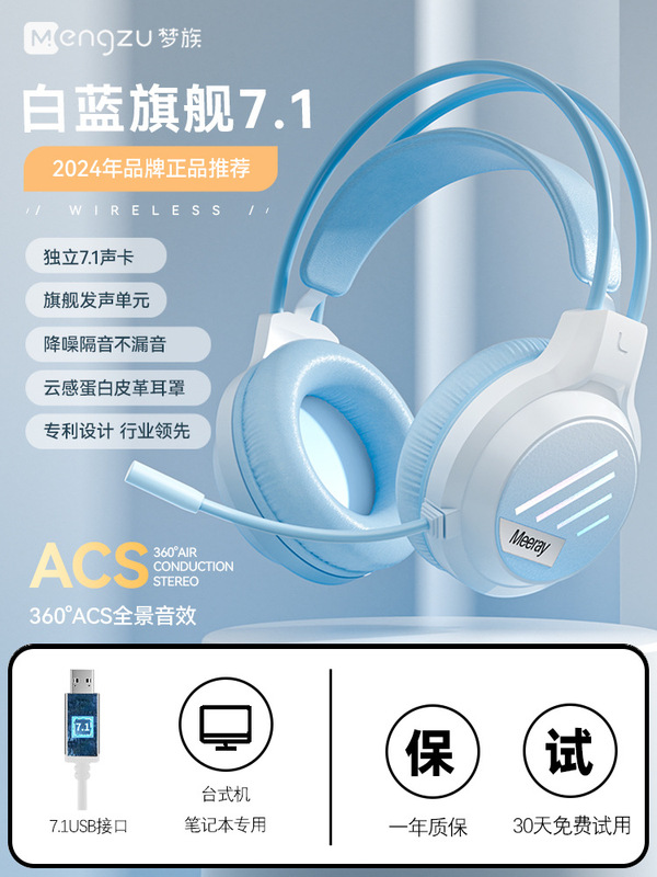 M1 コンピュータヘッドセットヘッドマウント有線 e スポーツゲームヘッドセット USB デスクトップノートブックマイク付き女性|undefined