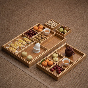 Fireplace tea tea tray nut tray Japanese bamboo tea tray household solid wood water cup tea cup wine set tea set tray