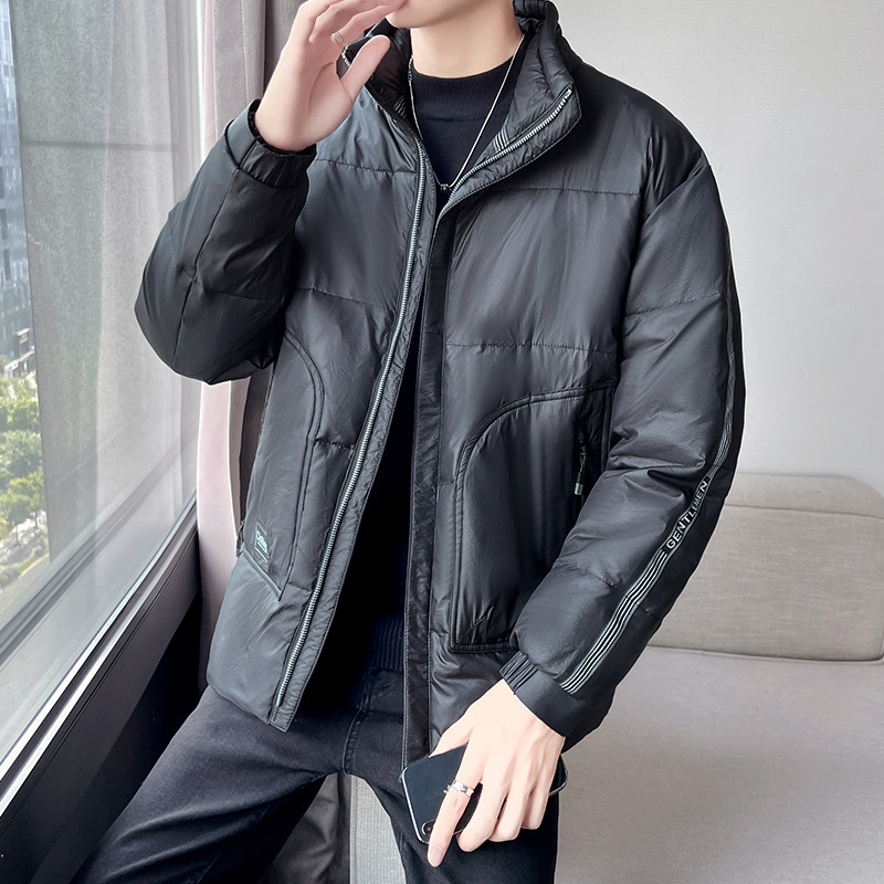 Men's Clothing white duck cotton winter men's cotton jacket men's short thick warm fashion stand collar jacket men_voghion.com