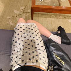 SUNONEOE 金线编织亮片波点半身裙女夏季包臀a字中长裙显瘦裙子