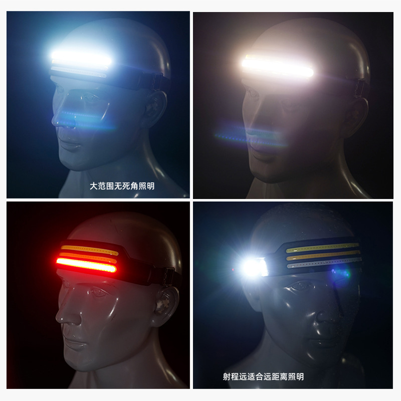 Faros de COB de inducción multifunción transfronterizos Faros de conducción al aire libre Carga USB Luz de carrera nocturna Faros de luz brillante de silicona